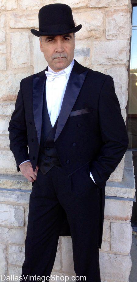Period Tailcoats, Butler Formal Tailcoats, Theatrical Period Tailcoats, 1920's Period Tailcoats, Titanic Period Tailcoats, Vintage Period Tailcoats, 1910's Period Tailcoats, Top Hats, Gloves & Canes from Dallas Vintage Shop.