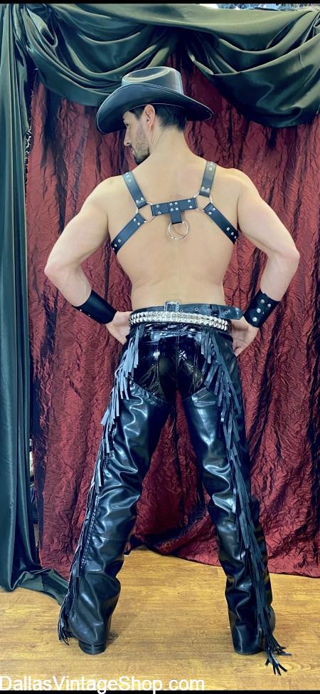 Fetish Pleather Clothing, Fetish Men's Pleather Pants, Men's Pleather Attire & Pleather Fetish Costumes are from Dallas Vintage Shop.