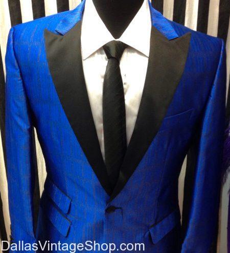 Get MEN'S FASHION BLAZERS at Dallas Vintage Shop. Huge Selection of Snazzy Suits, Fancy Tuxedos, Formal Wear, Showy Sports Coats, Vests, Ties, Bow Ties, Cummerbunds & Pocket Squares for Special Occasion, Prom & Gala Events.