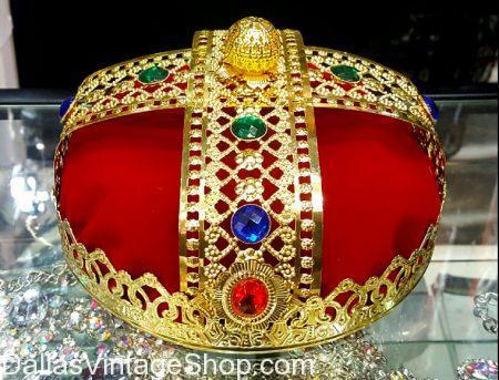 Gold Velvet Crowns, Rhinestone Crowns Dallas, Renaissance Crowns, Medieval Crowns, Tudor Crowns, Crowns Dallas, Where to Buy Crowns in Dallas, King Costumes Dallas, Queen Costumes Dallas, High Quality Metal Crowns Dallas, Texas Costume Stores, Men's Costume Crowns Dallas, DFW Costume Shops, Dallas Costume Shops, 2017, Crowns, Royalty Accessories, King Costumes, Queen Costumes, 