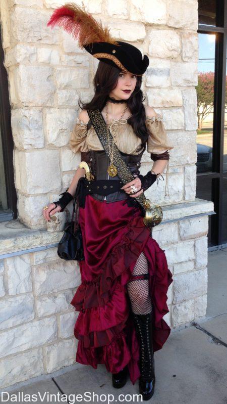 Pirate Wench Costumes: We have Beautiful, Corsets, Blouses, Skirts, Hats, Weapons, Sword Belts, Baldrics & Period Garb & Jewelry, Lady Pirate Coats and tons more.