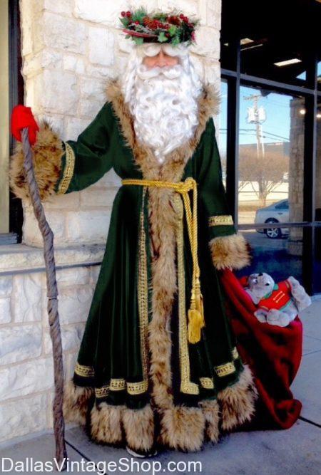 Dickens Father Christmas Costume and Dickens Ghost of Christmas Past, Present & Future Costumes, All Charles Dickens Characters Costumes are at Dallas Vintage Shop. 
