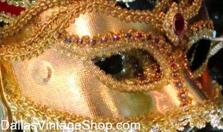 BAROQUE MASQUERADE MASKS: Detailed Brocade Masquerade Masks for Ladies or Men are Unlimited at Dallas Vintage Shop. SEE MORE: Masquerade Masks HERE.