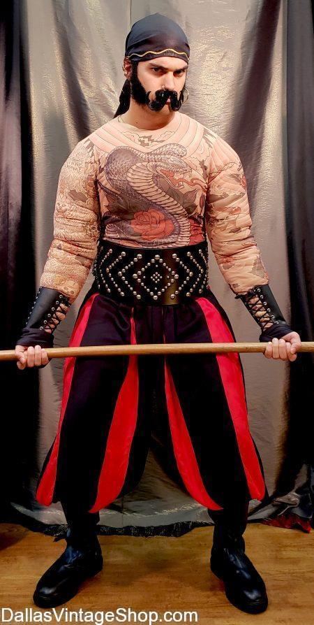 Get Carny Strong Man Attire, Carnival Strong Man Tattoo Shirts, Circus Stromg Man Muscle Shirts and Carny Workers Costumes that are available, in stock, all year round.