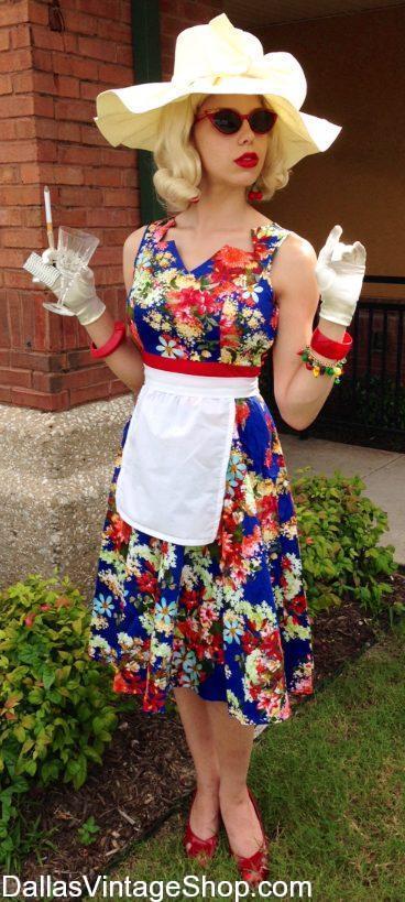 Get Hawaiian Luau Attire, Fancy Hawaiian Luau Costume Ideas, Hawaiian Print Dresses, Floral Print Hawaiian Dresses & Hawaiian Costume Accessories at Dallas Vintage Shop.