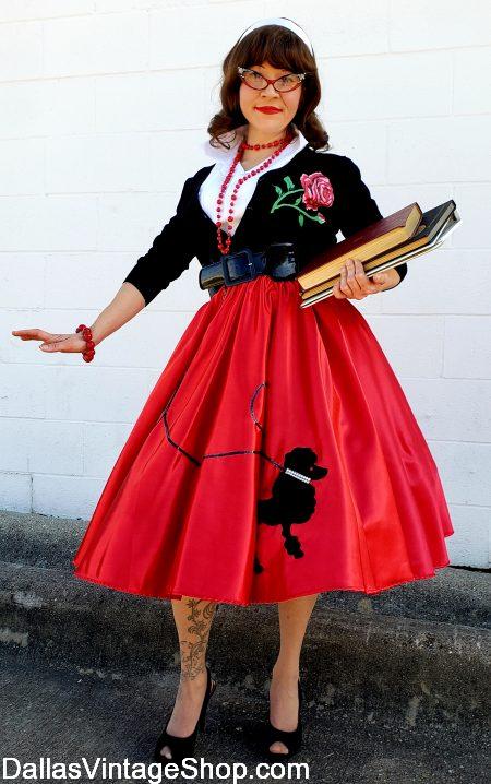 Plus Size Poodle Skirts, All Ladies Sized 50's Poodle Skirt Outfits & Sock Hop Attire.