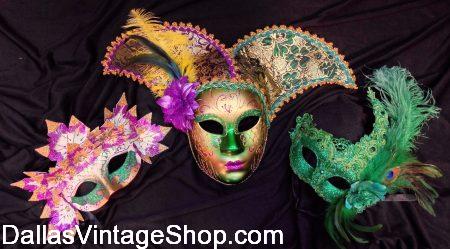 DFW MARDI GRAS COSTUME GUIDE: There is no limit to our Unbelievable Variety of Italian, Baroque, Nature Inspired, Whimsical and Feather Embellished Mardi Gras Masks at Dallas Vintage Shop.
