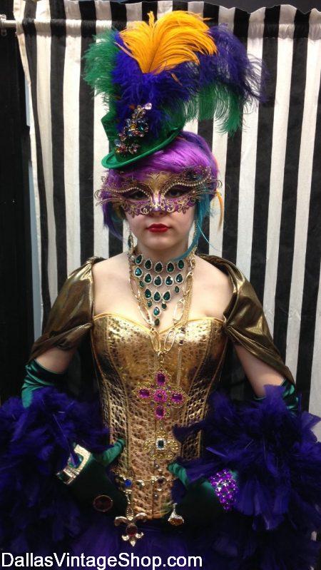 DFW MARDI GRAS COSTUME GUIDE: Select from our Huge Collection of Ladies Mardi Gras Gala & Charity Event Attire at Dallas Vintage Shop.