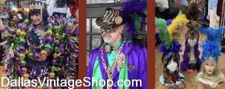 Dallas' largest collection of Mardi Gras Costumes & Accessories is at Dallas Vintage Shop