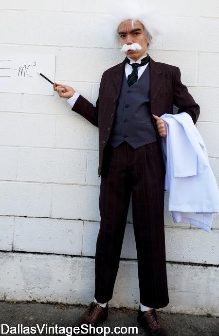 Albert Einstein, Inventor Albert Einstein, Scientist Albert Einstein, Kid's Albert Einstein Costume, Einstein Wig, Glasses, Moustach & Lab Coat Costume from Dallas Vintage Shop.
