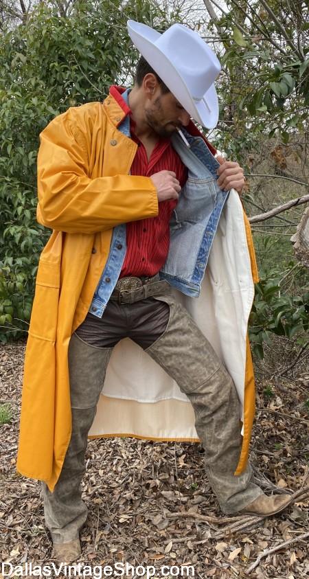 Marlboro Man Cowboy, Marlboro Man Chaps, Marlboro Man Rain Slicker, Marlboro Man Outfit & Manly Cowboys Outfits are at Dallas Vintage Shop.