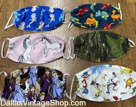 Child Covid 19 Face Masks, Kid's Size Coronavirus Protective Masks, Children's Size Face Masks are for sale at Dallas Vintage Shop.