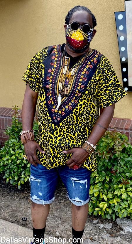 Juneteenth Men's Clothing for Juneteenth Events Folkloric, African American Historical Projects & International Festivals are here at Dallas Vintage Shop.