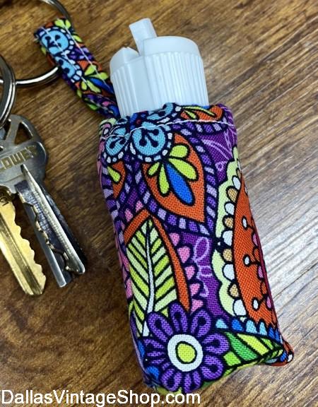 Hand Sanitizer Keychains, Covid 19 Hand Sanitizer Dispensers, Hand Sanitizer Travel Size Keychains for Coronavirus Mitigation in Fabric Pouches are at Dallas Vintage Shop.