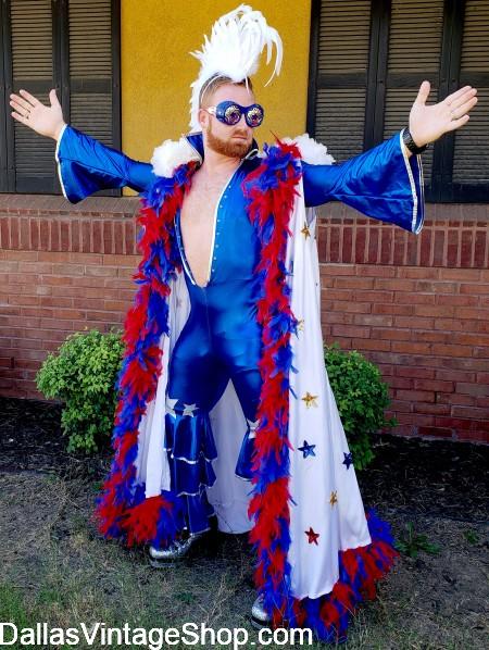 Dallas Rave King, Men's Rave Lame Jumpsuit, Rave King Robes, Dallas Rave Outfits HQ is Dallas Vintage Shop.
