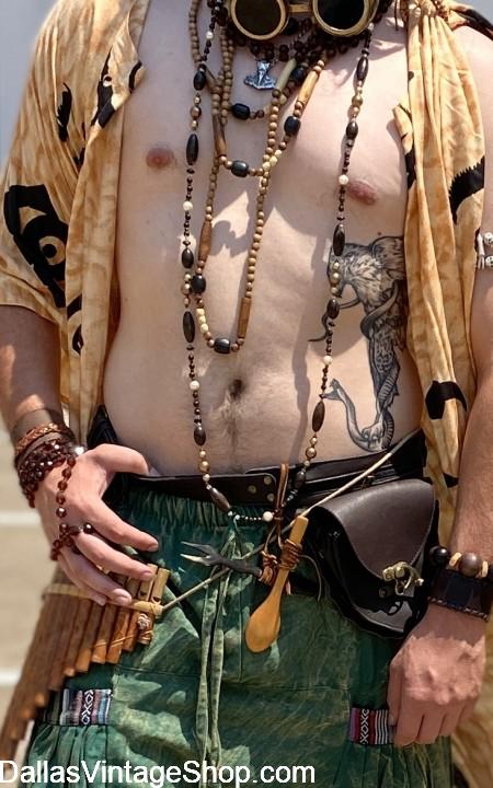 BURNING MAN MEN'S OUTFITS: Breezy Tribal Clothing, Unlimited Collection of Interesting Tribal Beaded Body Jewelry & Accessories