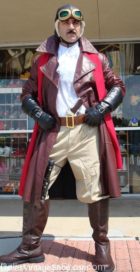 Red Barron Costume, Germany Red Barron Costume, Old Fashion Pilot Costume